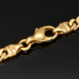 Massive Panzerkette aus edlem Gelbgold (14K, 585 Gold) in ca. 4 mm, 50 cm - mit FBM-Stempel