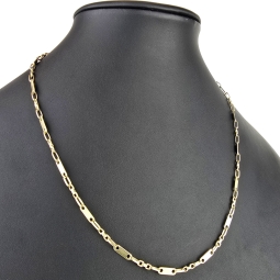 Stilvoller Mix aus Plattenkette (Plättchenkette) und Steigbügelkette aus edlem 14k 585 Gold - 55cm, 4mm