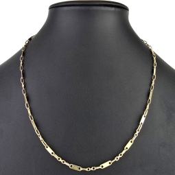 Stilvoller Mix aus Plattenkette (Plättchenkette) und Steigbügelkette aus edlem 14k 585 Gold - 55cm, 4mm