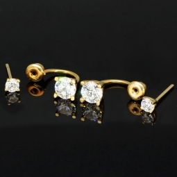 Funkelnde Ohrstecker / Ohrringe aus edlem Gold (585er 14K) mit Zirkonia