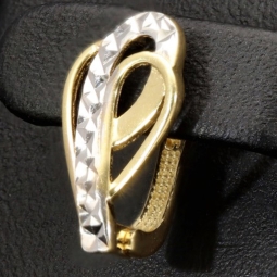 Glänzende Ohrringe mit englischem Verschluss aus massivem 14K / 585 Bicolor Gold (Gelbgold und Weißgold)