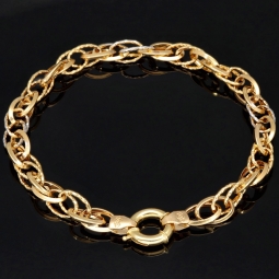 Zeitloses Bicolor Armband mit aus edlem 14K 585 Gold (Gelbgold und Weißgold) ca. 20cm