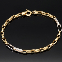 Edles Bicolor - Ankerarmband aus hochwertigem 14K 585er Weiß- und Gelbgold (ca. 20 cm Länge)