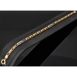 Edles Bicolor - Ankerarmband aus hochwertigem 14K 585er Weiß- und Gelbgold (ca. 20 cm Länge)