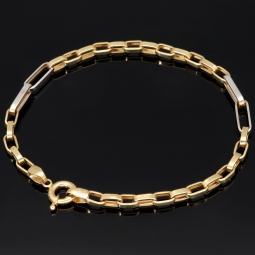 Edles Bicolor - Ankerarmband aus hochwertigem 14K 585er Weiß- und Gelbgold (ca. 20 cm Länge)