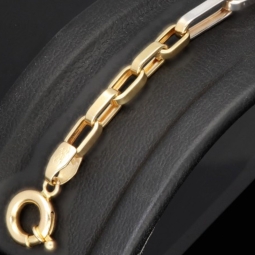 Edles Bicolor - Ankerarmband aus hochwertigem 14K 585er Weiß- und Gelbgold (ca. 20 cm Länge)