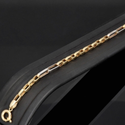 Edles Bicolor - Ankerarmband aus hochwertigem 14K 585er Weiß- und Gelbgold (ca. 20 cm Länge)