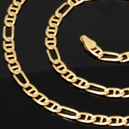 Funkelnde Goldkette - Mix aus Figaro- und Stäbchenpanzerkette aus edlem 585 / 14K Gelbgold- ca. 52 cm lang, ca. 4mm