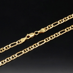 Funkelnde Goldkette - Mix aus Figaro- und Stäbchenpanzerkette aus edlem 585 / 14K Gelbgold- ca. 52 cm lang, ca. 4mm