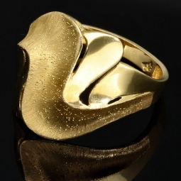 Glänzender Statement Ring für Damen mit besonderem Design aus hochwertigem 585 14K Gold (Ringgröße ca. 57)