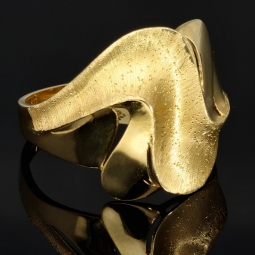 Glänzender Statement Ring für Damen mit besonderem Design aus hochwertigem 585 14K Gold (Ringgröße ca. 57)