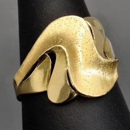 Glänzender Statement Ring für Damen mit besonderem Design aus hochwertigem 585 14K Gold (Ringgröße ca. 57)