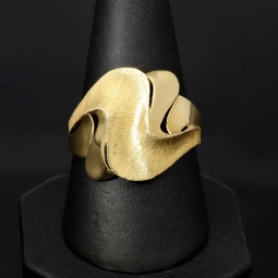 Glänzender Statement Ring für Damen mit besonderem Design aus hochwertigem 585 14K Gold (Ringgröße ca. 57)