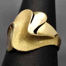 Glänzender Statement Ring für Damen mit besonderem Design aus hochwertigem 585 14K Gold (Ringgröße ca. 57)