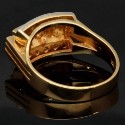 Glitzender Bicolor Ring aus Gelbgold und Weißgold (14K 585 Gold) in zeitlosem Design, besetzt mit funkelnden Zirkoniasteinen RG ca. 58